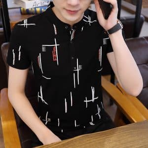 Premium Printed Polo Shirt for Men – Beige Soft Cotton Half Sleeve Casual T-Shirt